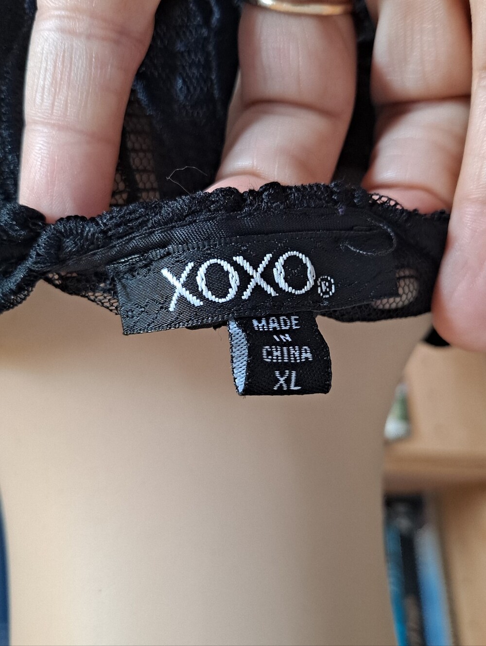 XOXO Elegant Black Lace-Sleeve Zip-Front Jacket - Picture 3 of 11